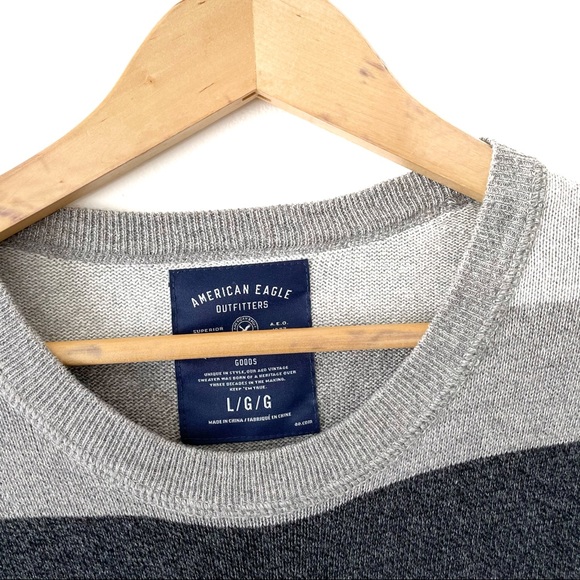 Gray Striped American Eagle Sweater - Picture 2 of 3